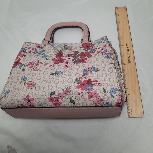 GUESS Purse Rose Multi Meera Hand Bag Flower Bag Beige Pink - Picture 12 of 14